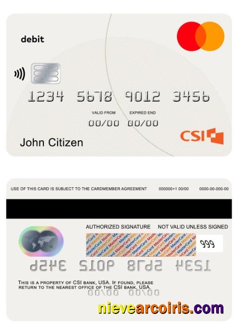 USA CSI bank debit mastercard
